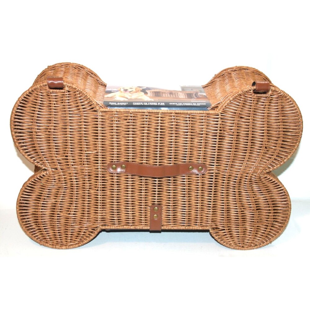 Buddy Buddy Whicker Dog Bone Basket Woven Pet Toy Storage Rustic Decor Vintage - Picture 2 of 10